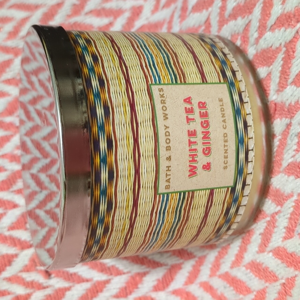 NWT BBW Bath and Body Works White Tea & Ginger 3-Wick Candle 14.5 oz